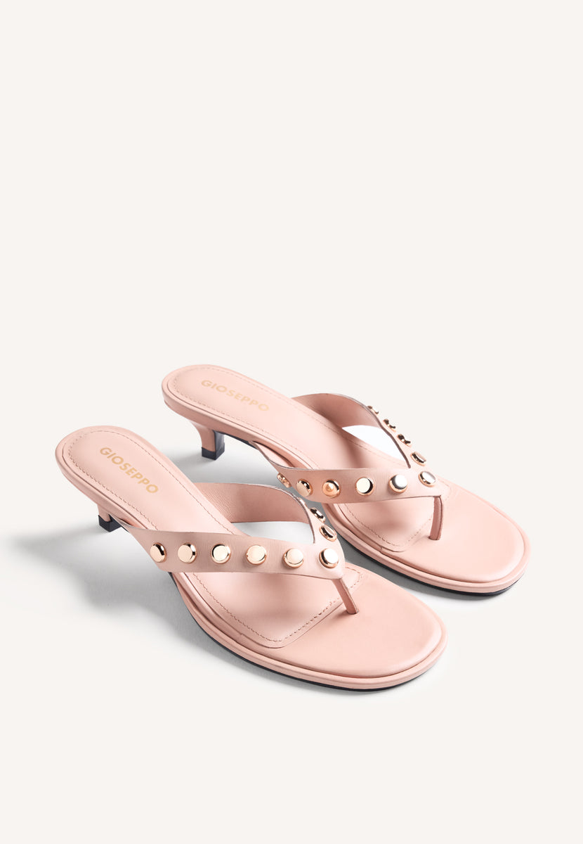 STUDDED LEATHER HEELED SANDALS SOKOTO