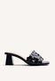 FLOWER LEATHER HEELED MULE SANDALS TANGUB