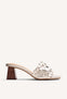 FLOWER LEATHER HEELED MULE SANDALS TANGUB