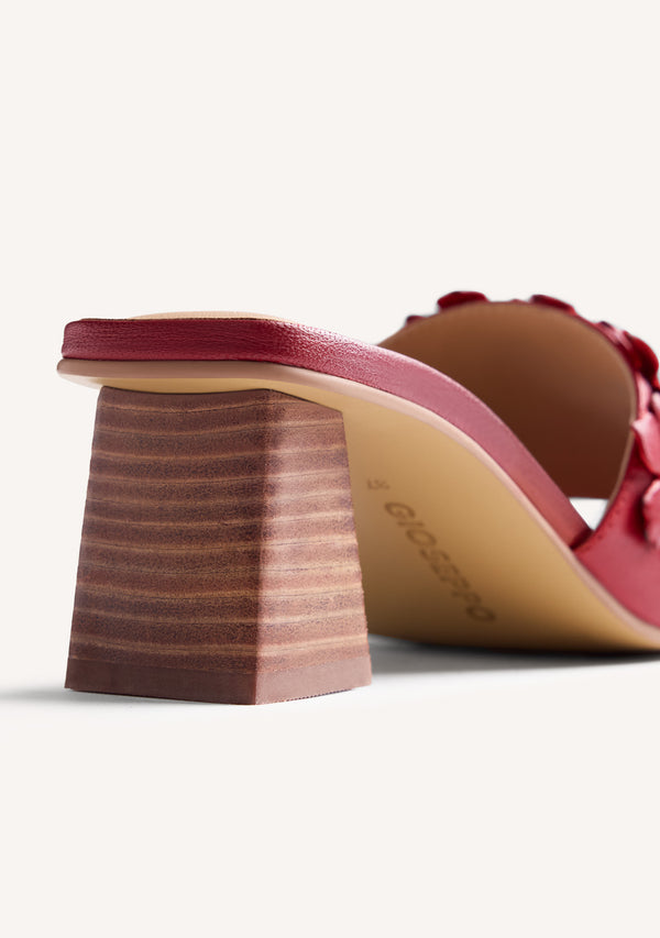 FLOWER LEATHER HEELED MULE SANDALS TANGUB