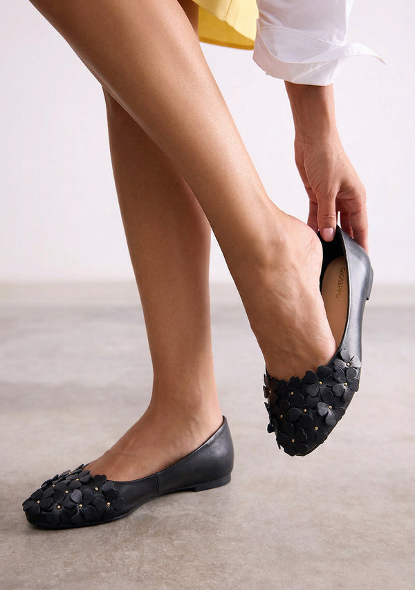 FLOWER LEATHER BALLET FLATS TOWNSEND