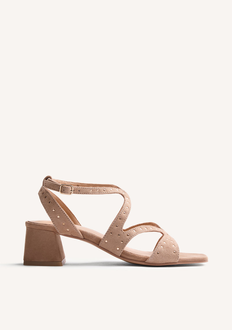 STUDDED LEATHER HEELED SANDALS WATATE