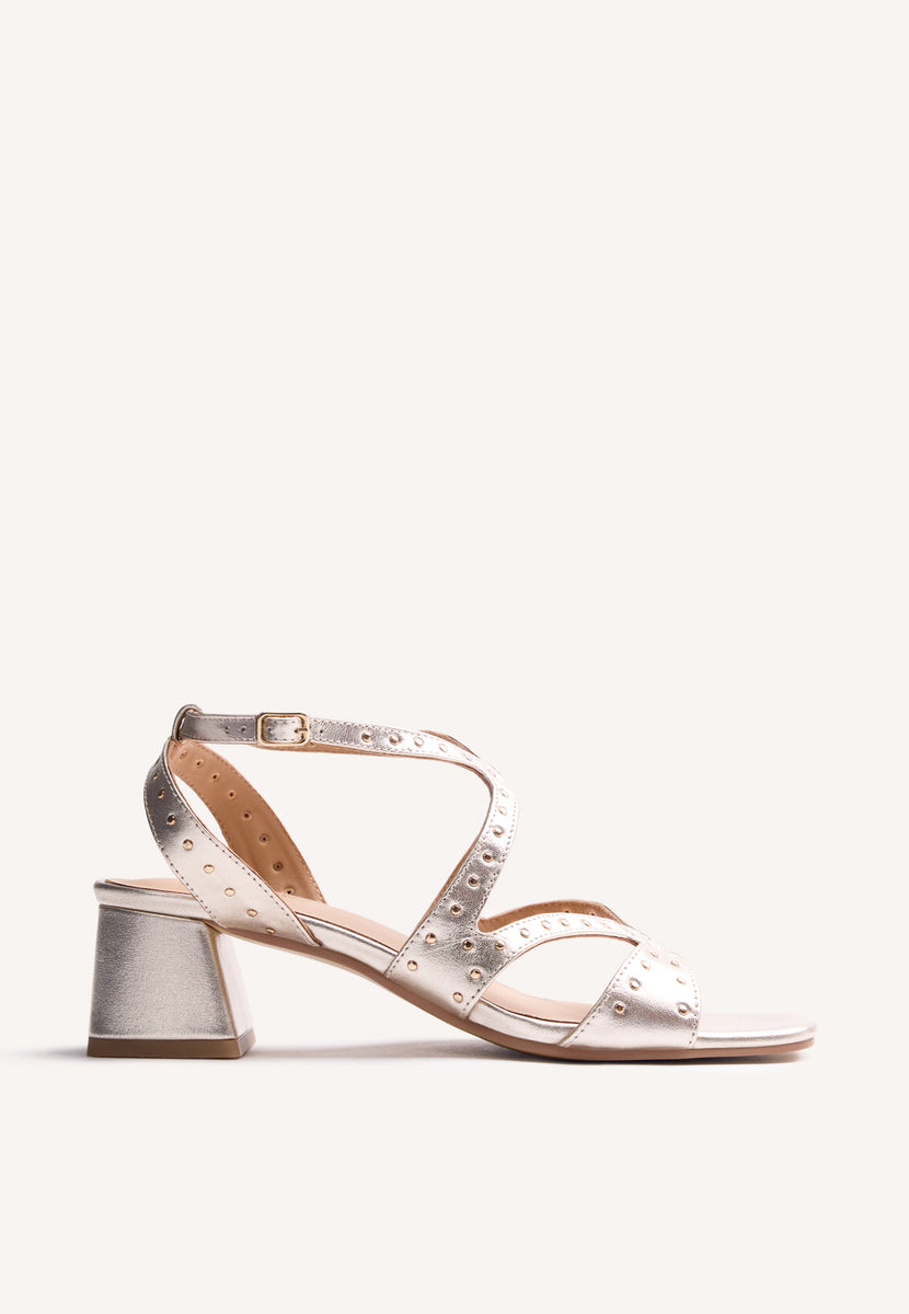 STUDDED LEATHER HEELED SANDALS WATATE