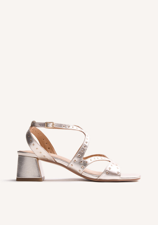 STUDDED LEATHER HEELED SANDALS WATATE