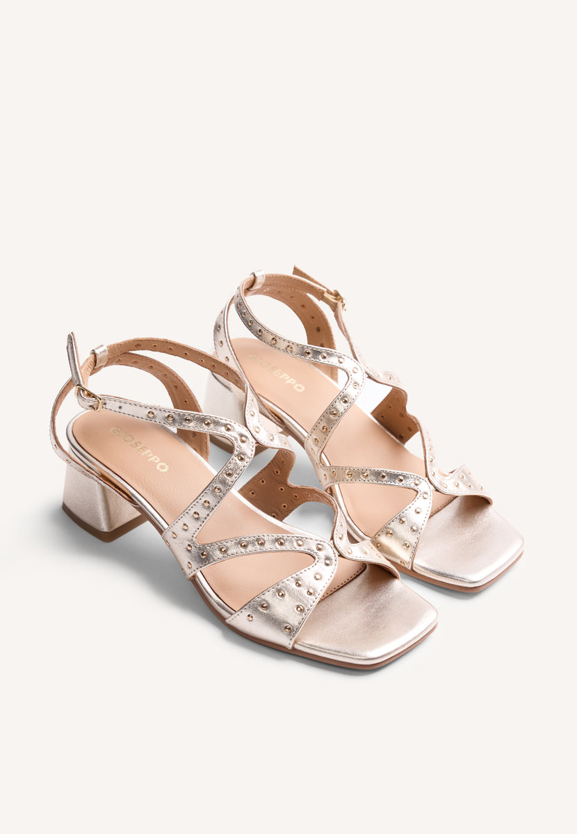 STUDDED LEATHER HEELED SANDALS WATATE