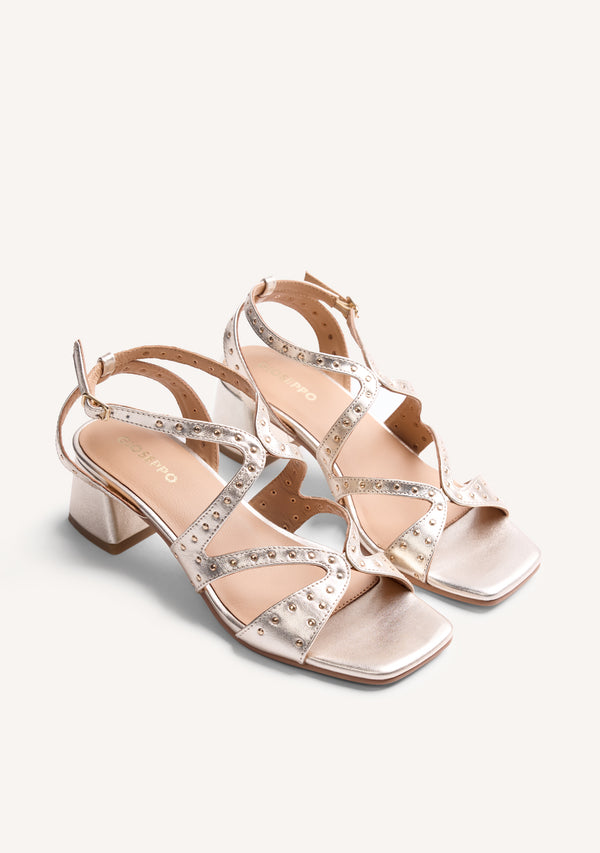STUDDED LEATHER HEELED SANDALS WATATE