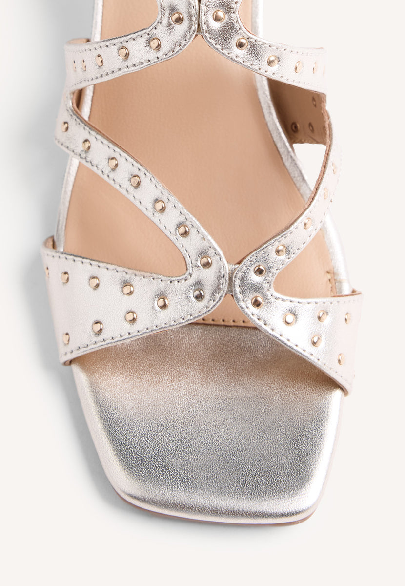 STUDDED LEATHER HEELED SANDALS WATATE