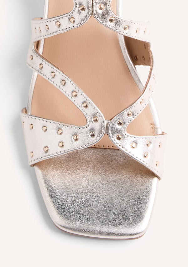 STUDDED LEATHER HEELED SANDALS WATATE