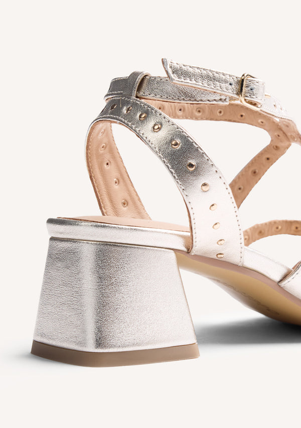 STUDDED LEATHER HEELED SANDALS WATATE