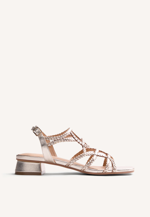 BRAIDED LEATHER HEELED SANDALS BILICE