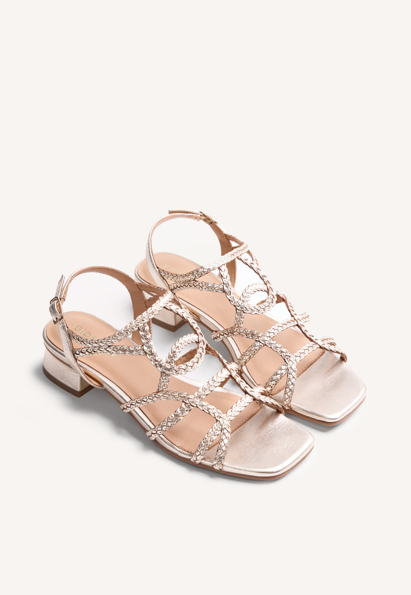 BRAIDED LEATHER HEELED SANDALS BILICE
