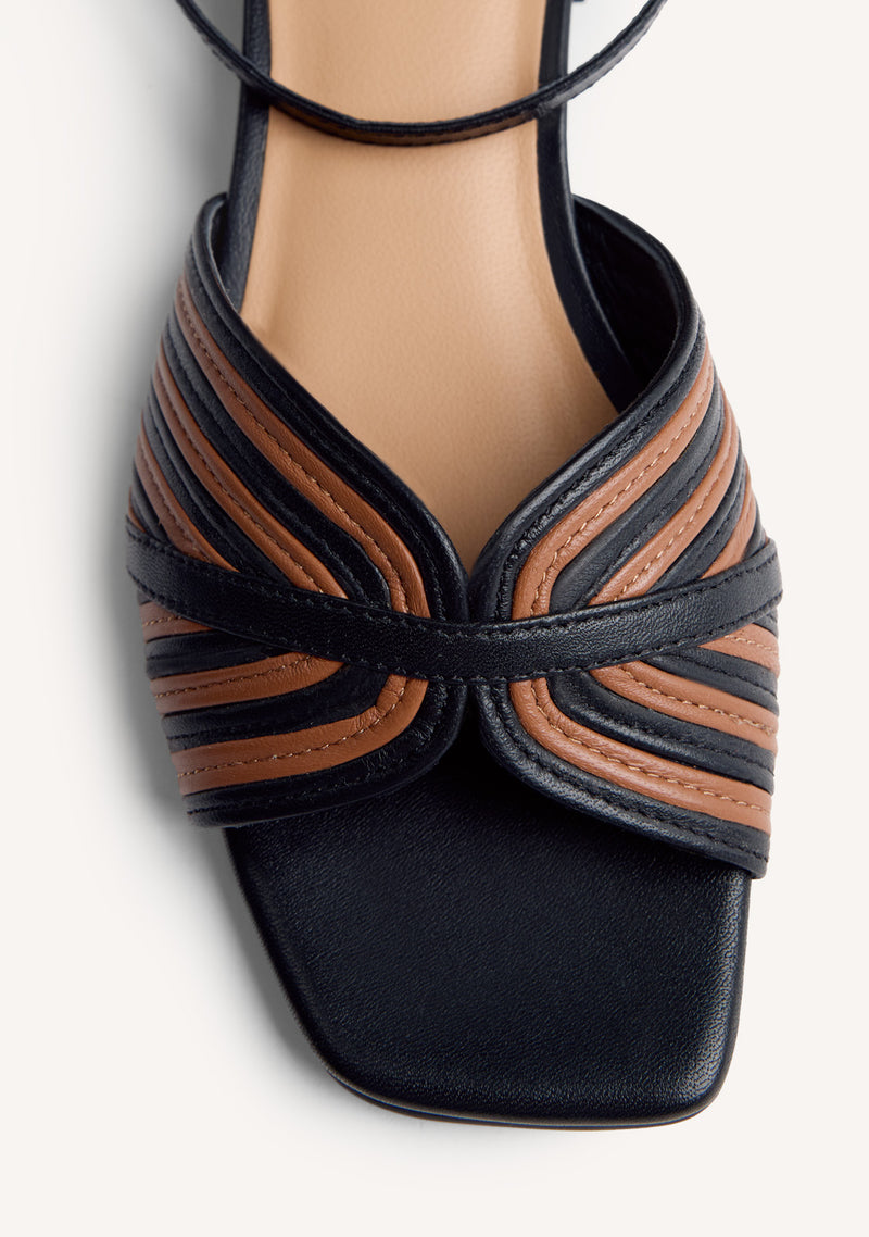 SANDALIAS TACÓN PIEL RAYAS BIGELOW