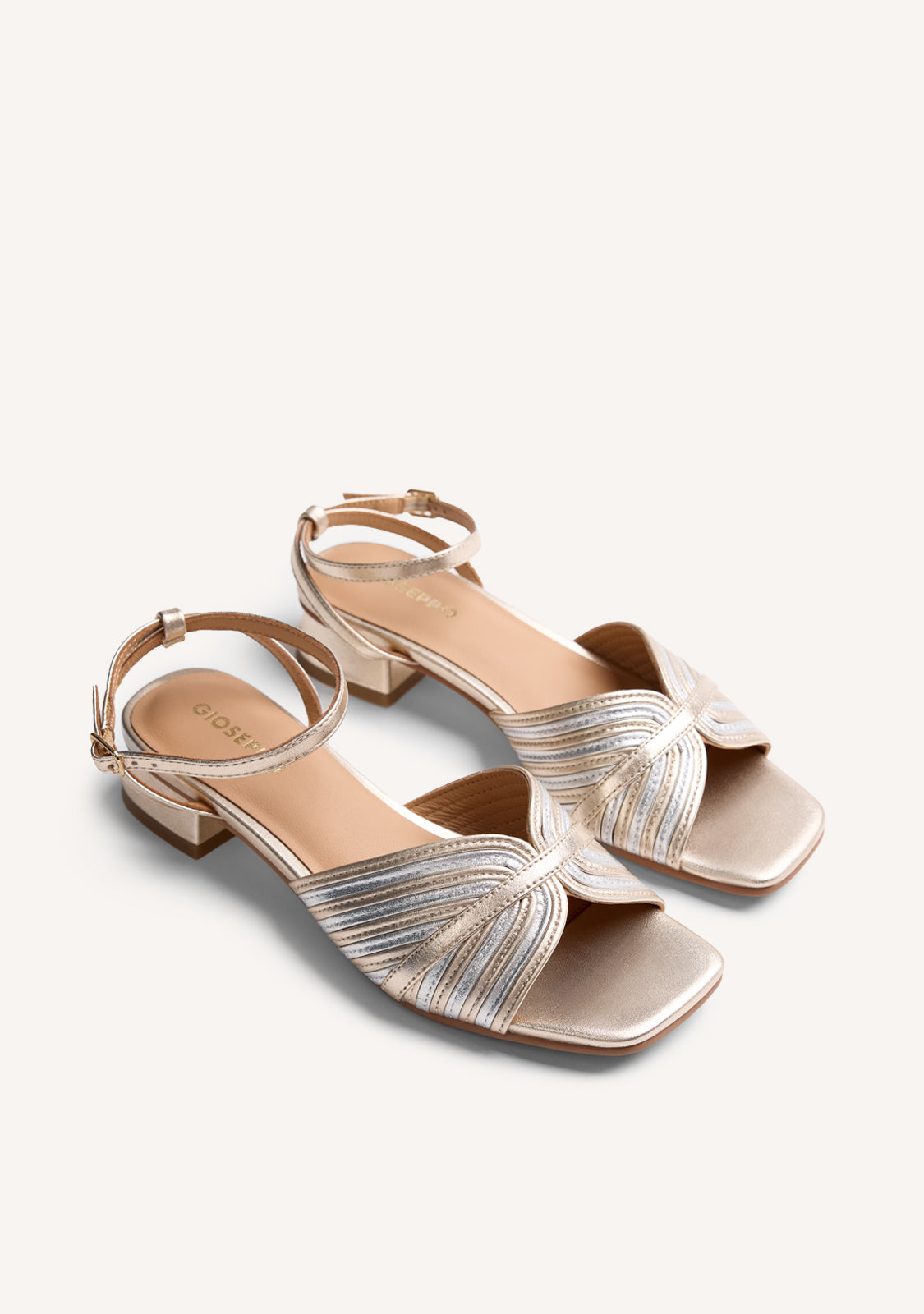 STRIPED LEATHER HEELED SANDALS BIGELOW