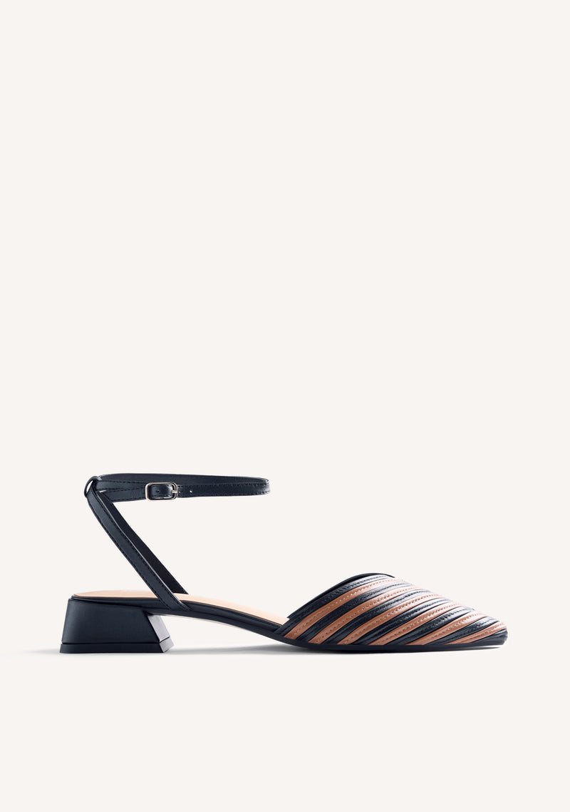 STRIPED LEATHER SLINGBACK HEELED SHOES CLAWSON