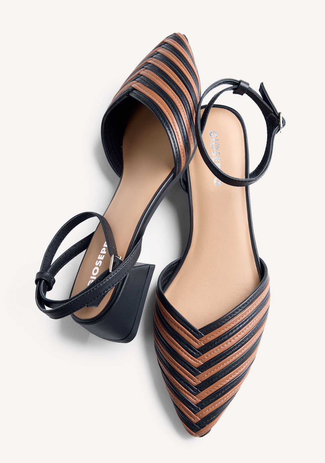 SAPATOS DE SALTO CANCANHAR ABERTO COURO LISTRADO CLAWSON