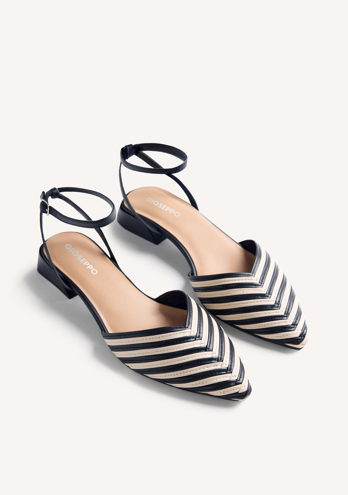 STRIPED LEATHER SLINGBACK HEELED SHOES CLAWSON
