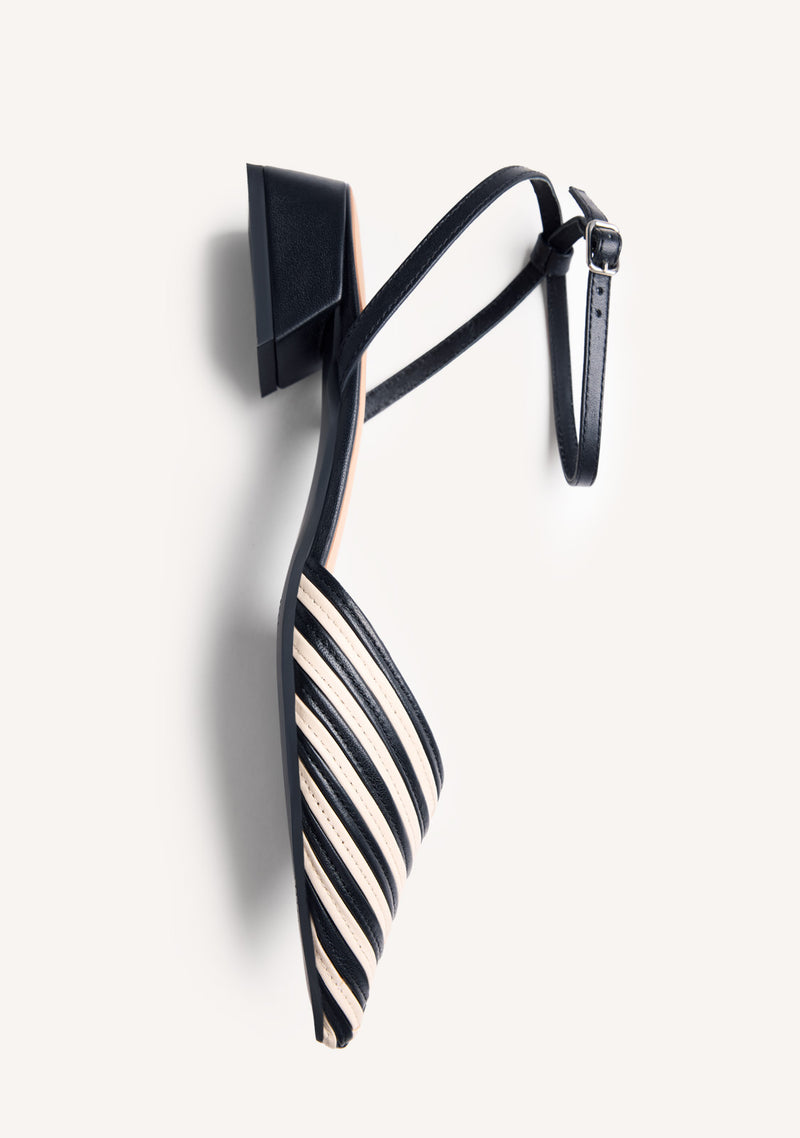 STRIPED LEATHER SLINGBACK HEELED SHOES CLAWSON