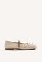 LEATHER, CROCHET AND BEAD BALLET FLATS RUBICON