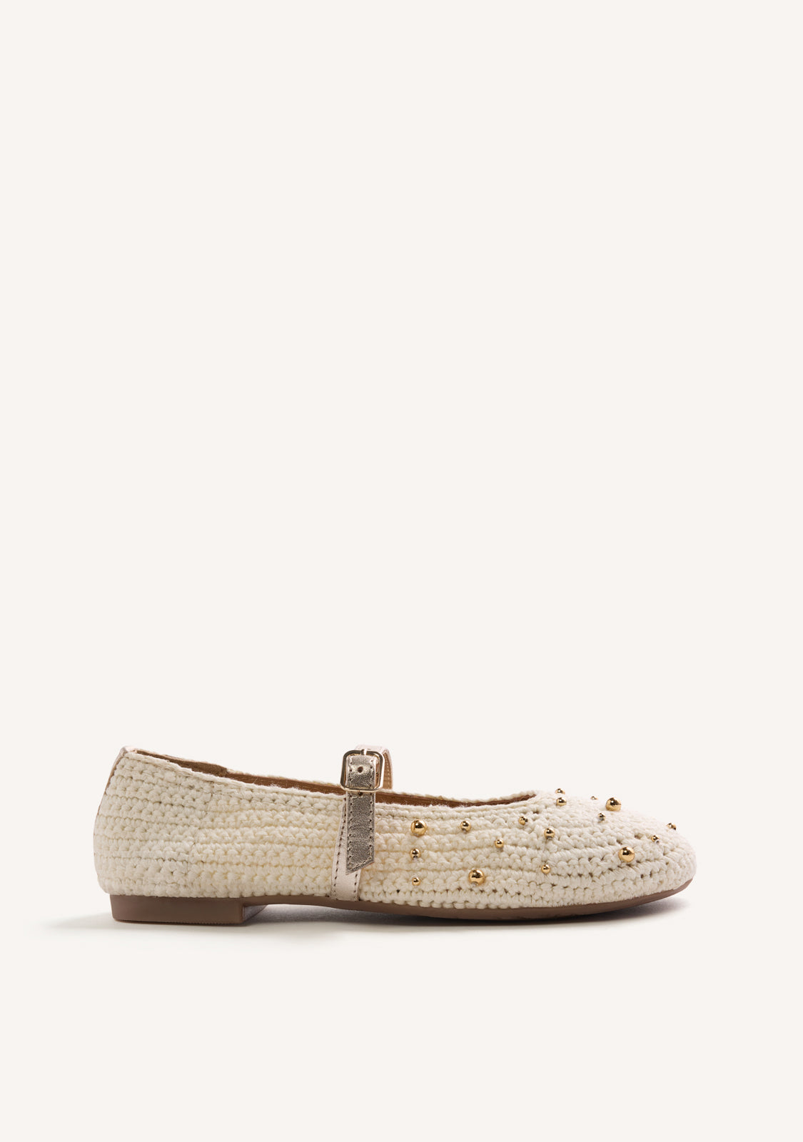 LEATHER, CROCHET AND BEAD BALLET FLATS RUBICON