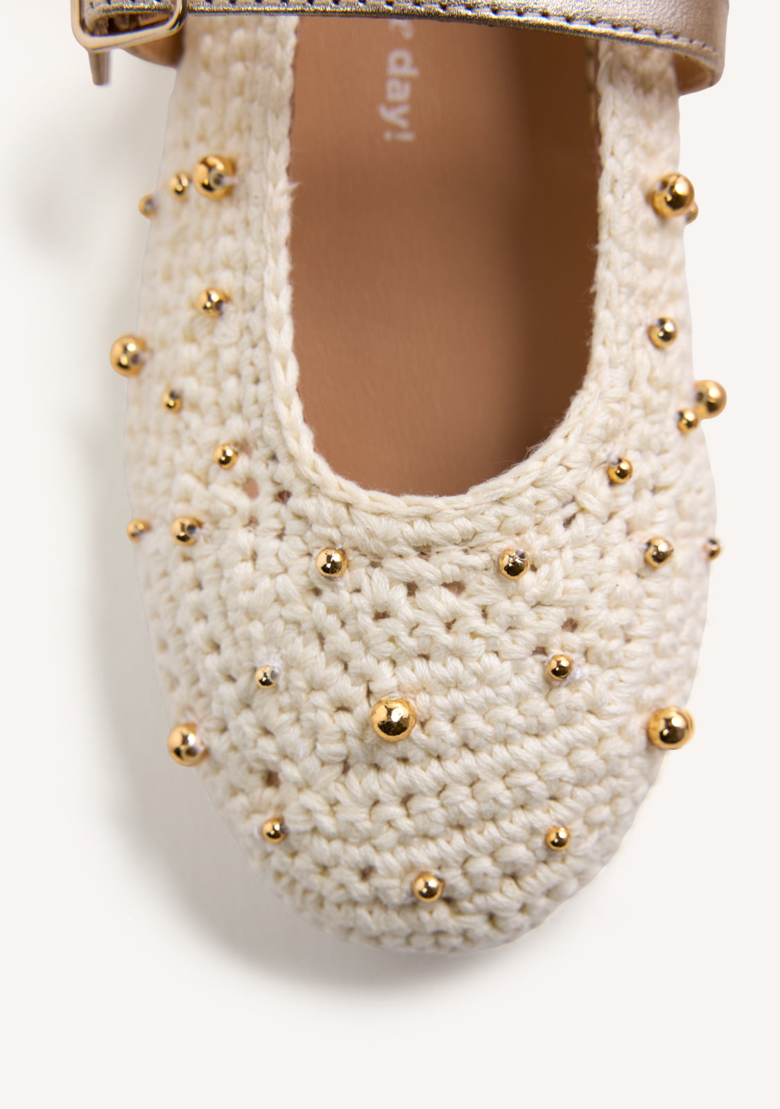 LEATHER, CROCHET AND BEAD BALLET FLATS RUBICON