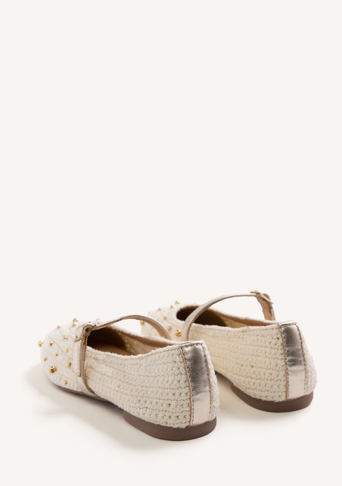 LEATHER, CROCHET AND BEAD BALLET FLATS RUBICON