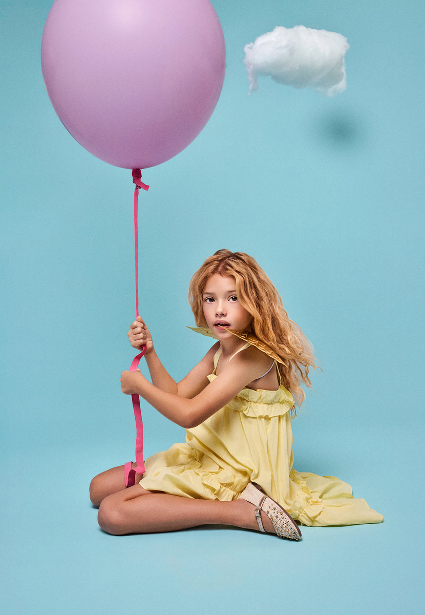 LEATHER, CROCHET AND BEAD BALLET FLATS RUBICON