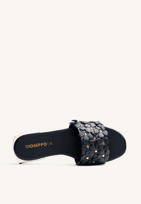 FLOWER LEATHER MULE SANDALS GATUNDU