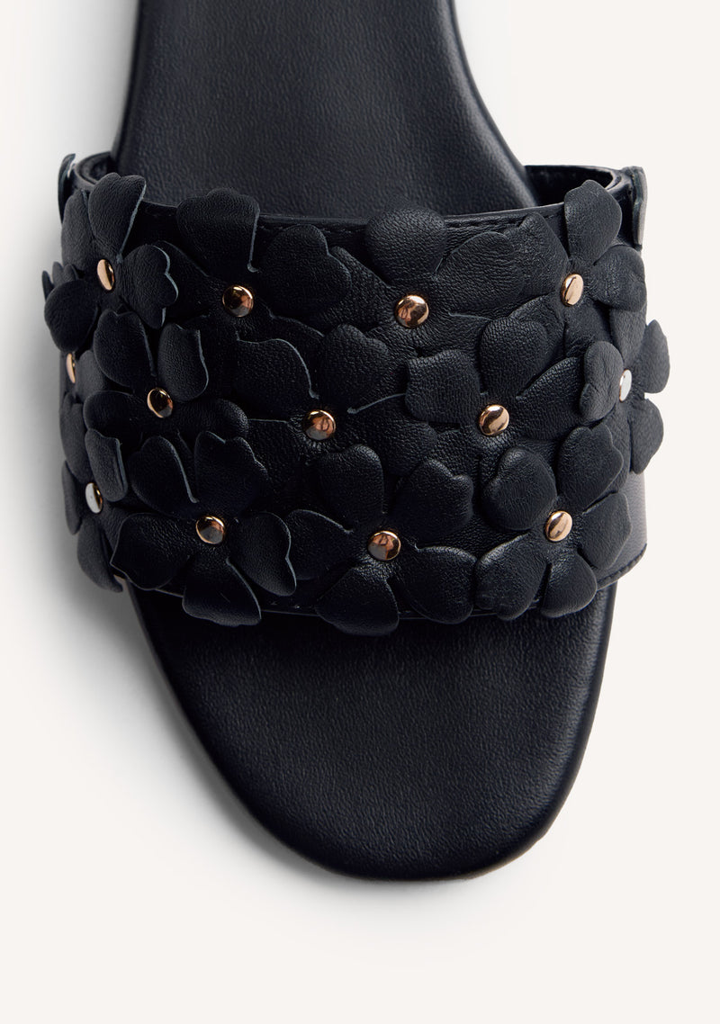 FLOWER LEATHER MULE SANDALS GATUNDU