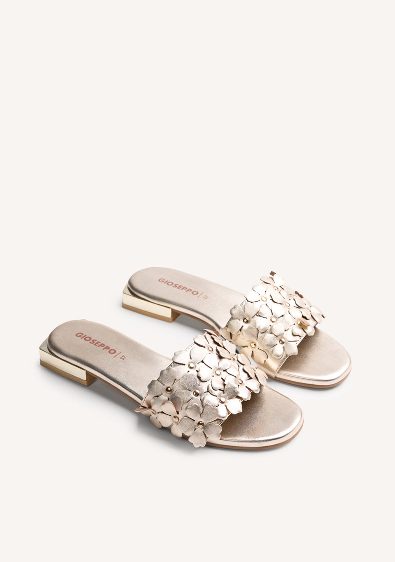 FLOWER LEATHER MULE SANDALS GATUNDU