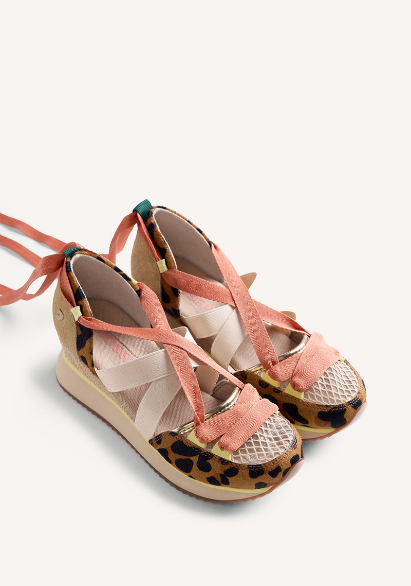 BASKETS COMPENSÉES OUVERTES CUIR IMPRIMÉ ANIMAL DESINIC