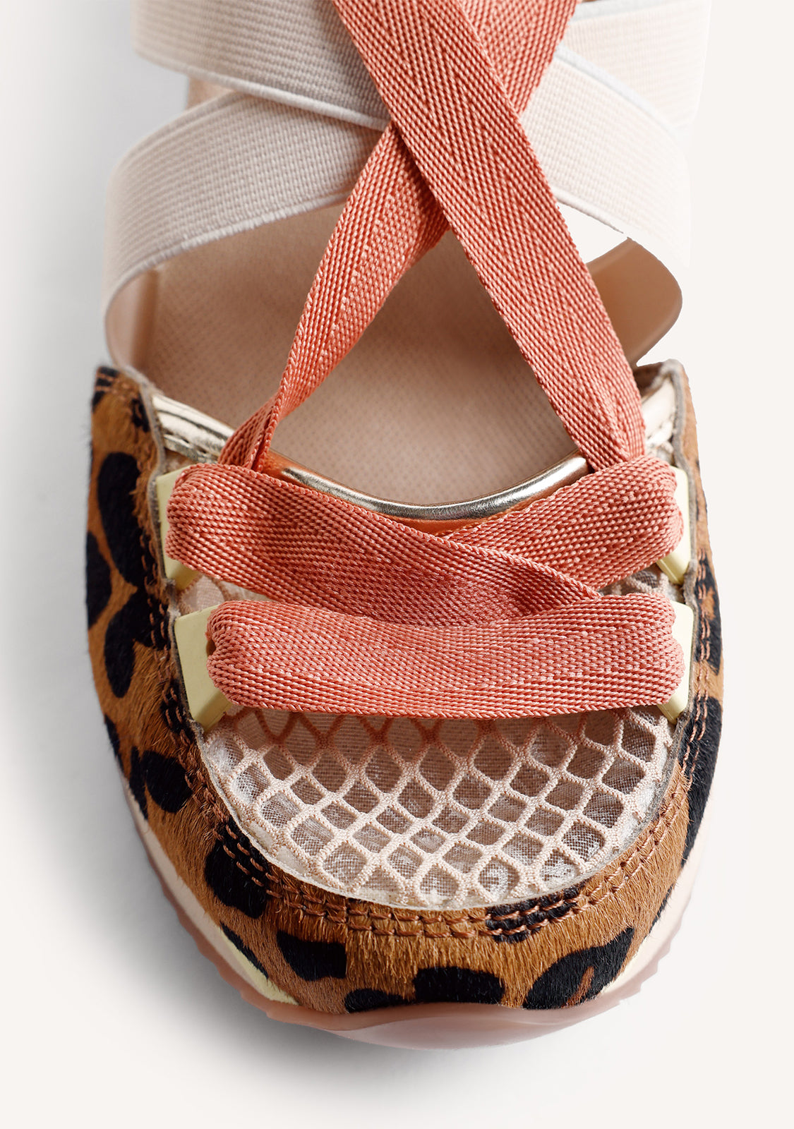 ANIMAL PRINT LEATHER OPEN WEDGE SNEAKERS DESINIC
