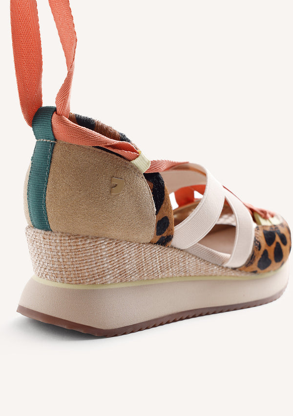 BASKETS COMPENSÉES OUVERTES CUIR IMPRIMÉ ANIMAL DESINIC