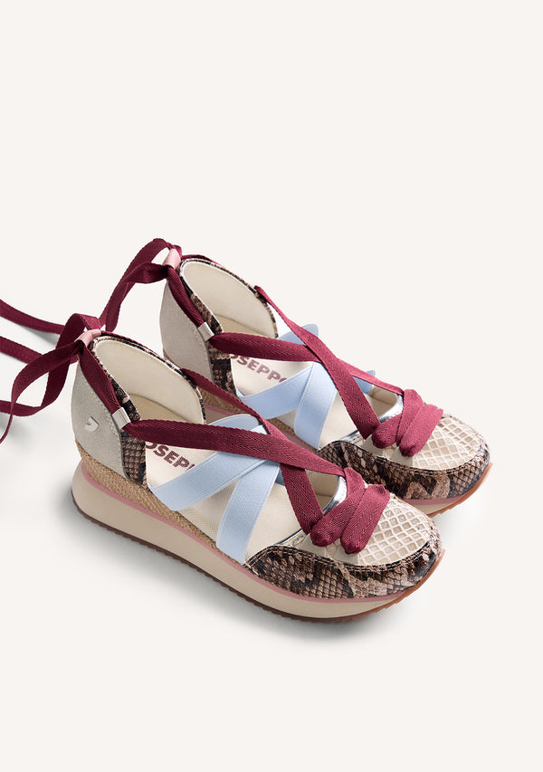 BASKETS COMPENSÉES OUVERTES CUIR IMPRIMÉ ANIMAL ILORIN