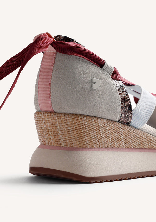 BASKETS COMPENSÉES OUVERTES CUIR IMPRIMÉ ANIMAL ILORIN