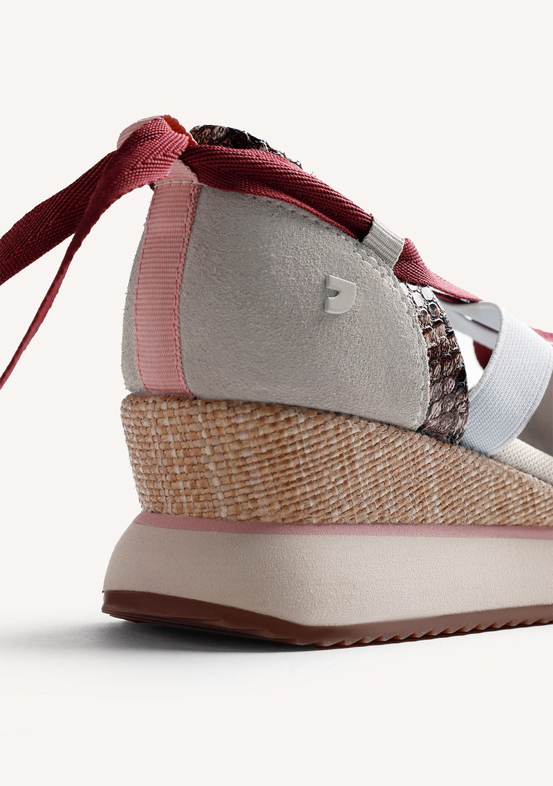 BASKETS COMPENSÉES OUVERTES CUIR IMPRIMÉ ANIMAL ILORIN