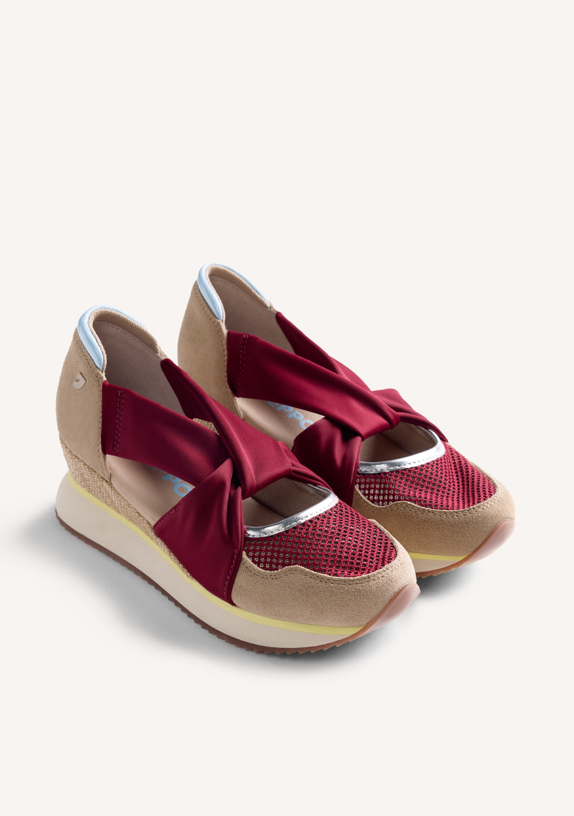 LEATHER AND MESH OPEN WEDGE SNEAKERS SAGAY