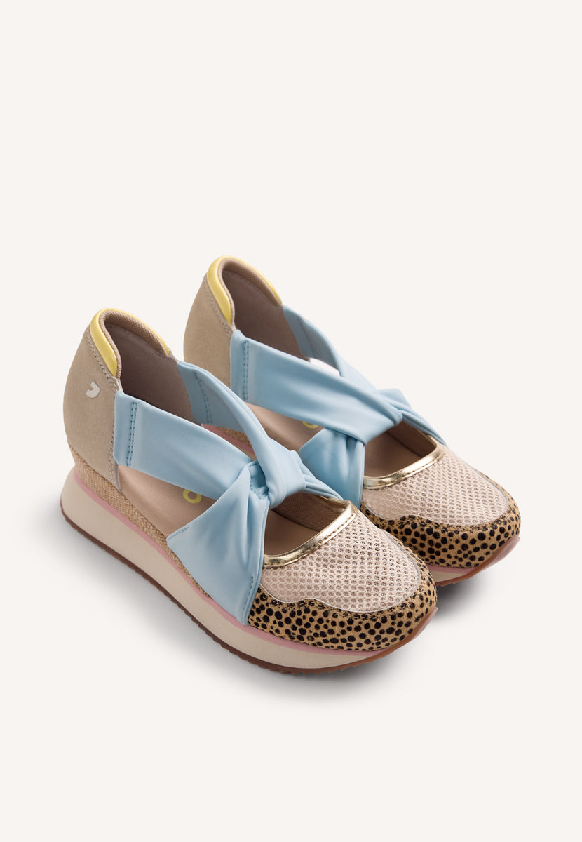 LEATHER AND MESH OPEN WEDGE SNEAKERS TARLAC