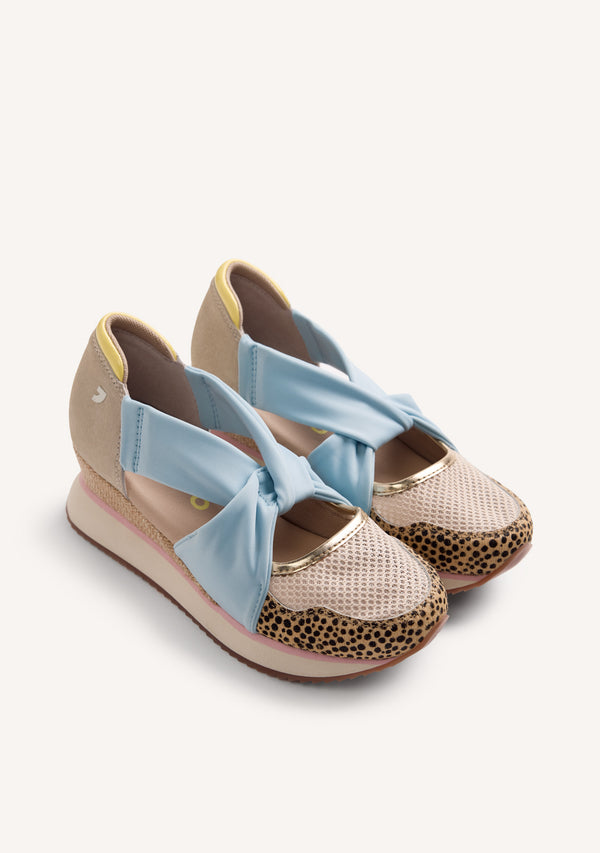 LEATHER AND MESH OPEN WEDGE SNEAKERS TARLAC