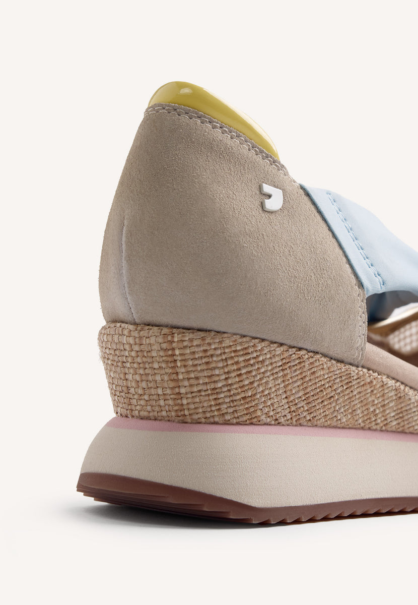 LEATHER AND MESH OPEN WEDGE SNEAKERS TARLAC