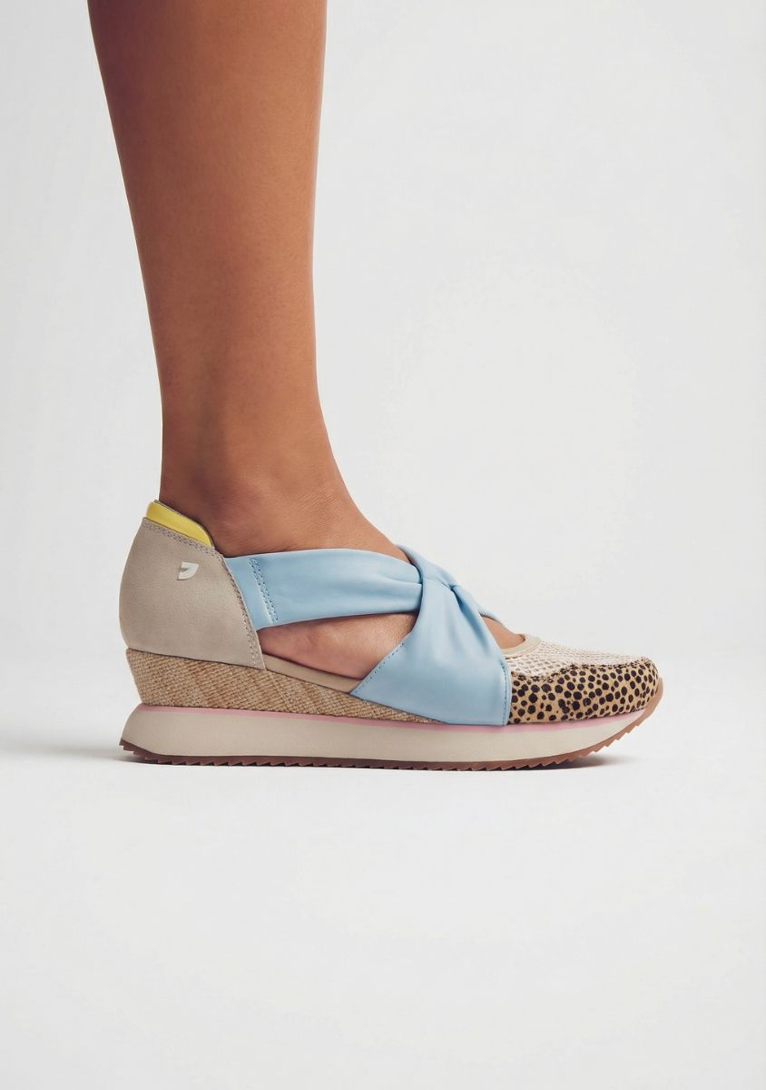 LEATHER AND MESH OPEN WEDGE SNEAKERS TARLAC