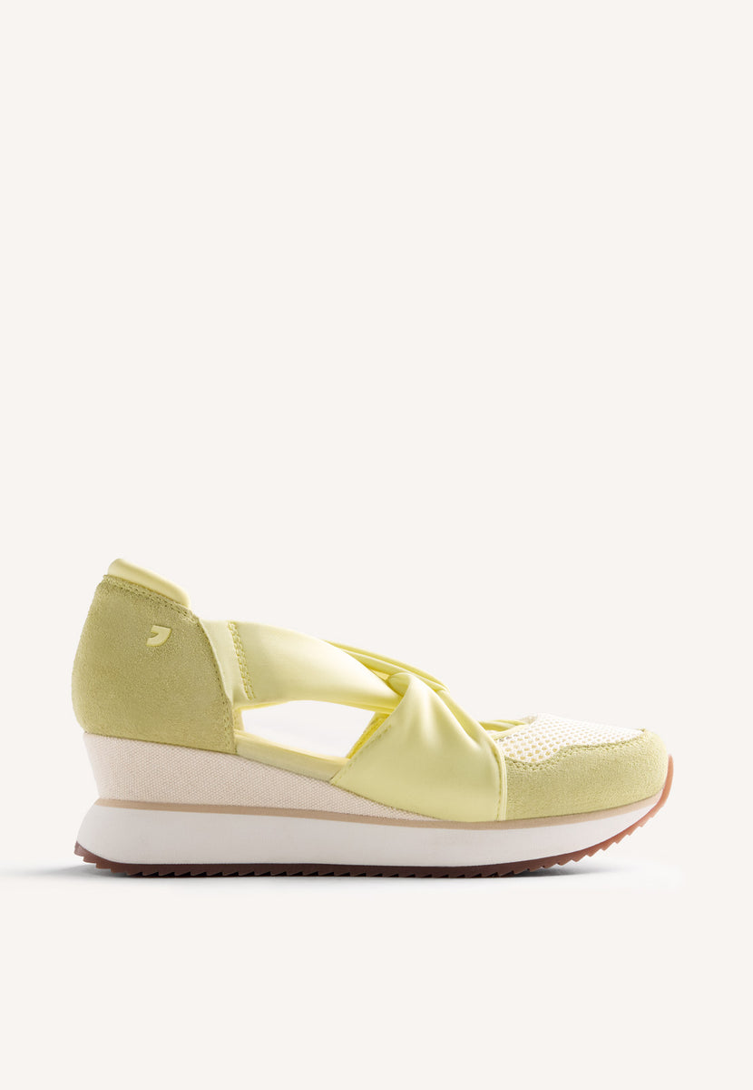 LEATHER AND MESH OPEN WEDGE SNEAKERS TUHELJ