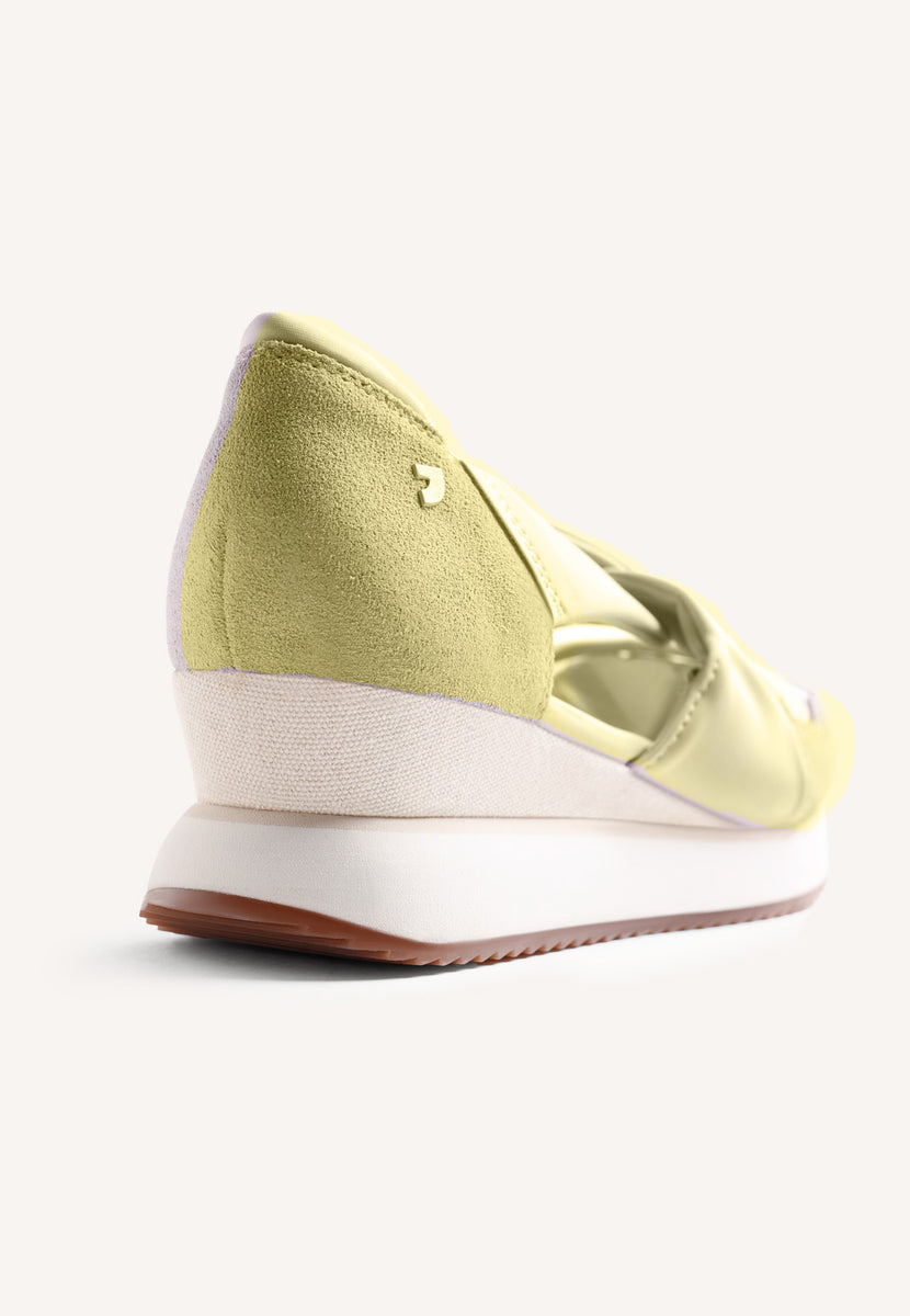 LEATHER AND MESH OPEN WEDGE SNEAKERS TUHELJ