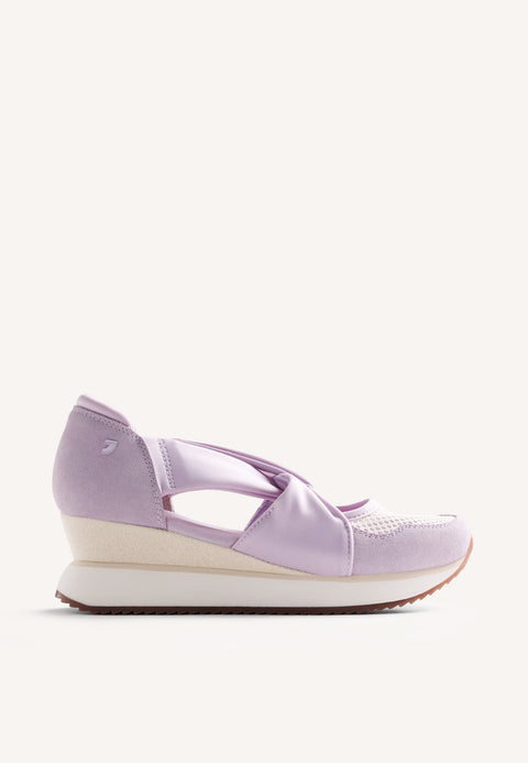 LEATHER AND MESH OPEN WEDGE SNEAKERS TUHELJ