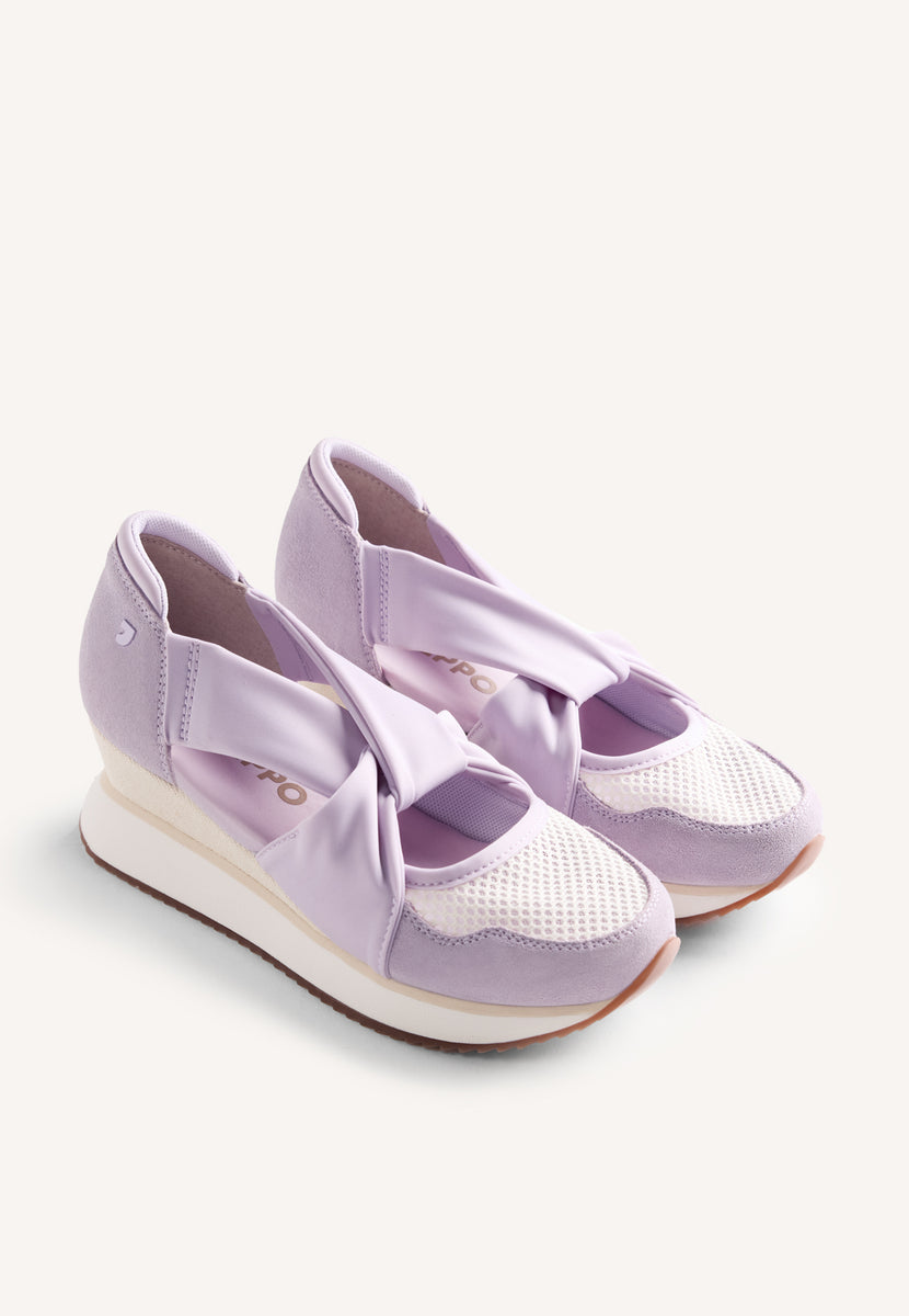 LEATHER AND MESH OPEN WEDGE SNEAKERS TUHELJ