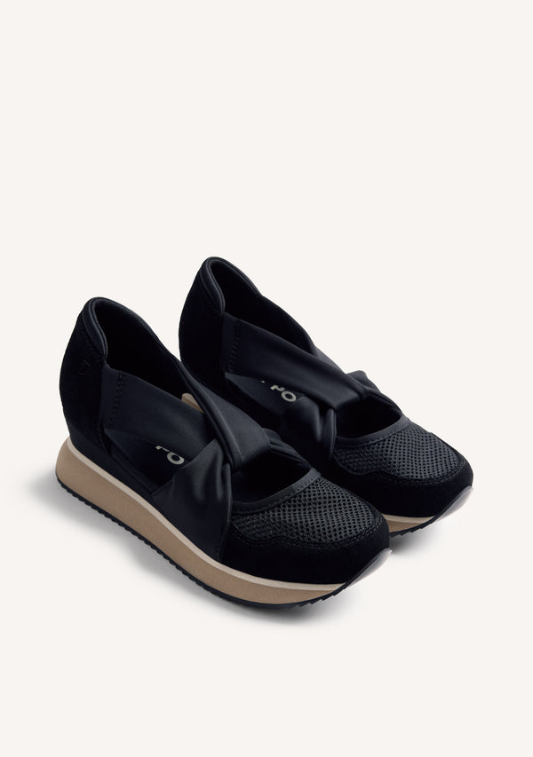 LEATHER AND MESH OPEN WEDGE SNEAKERS TUHELJ