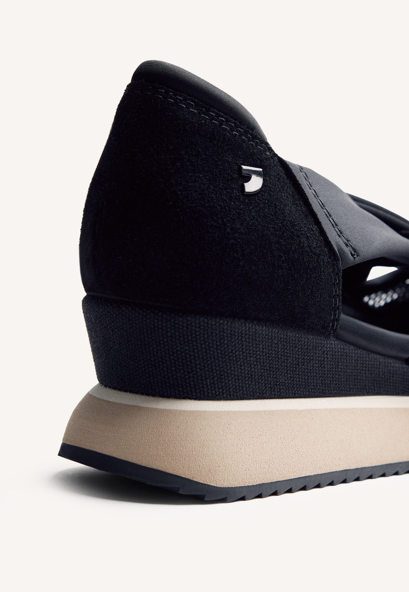 LEATHER AND MESH OPEN WEDGE SNEAKERS TUHELJ