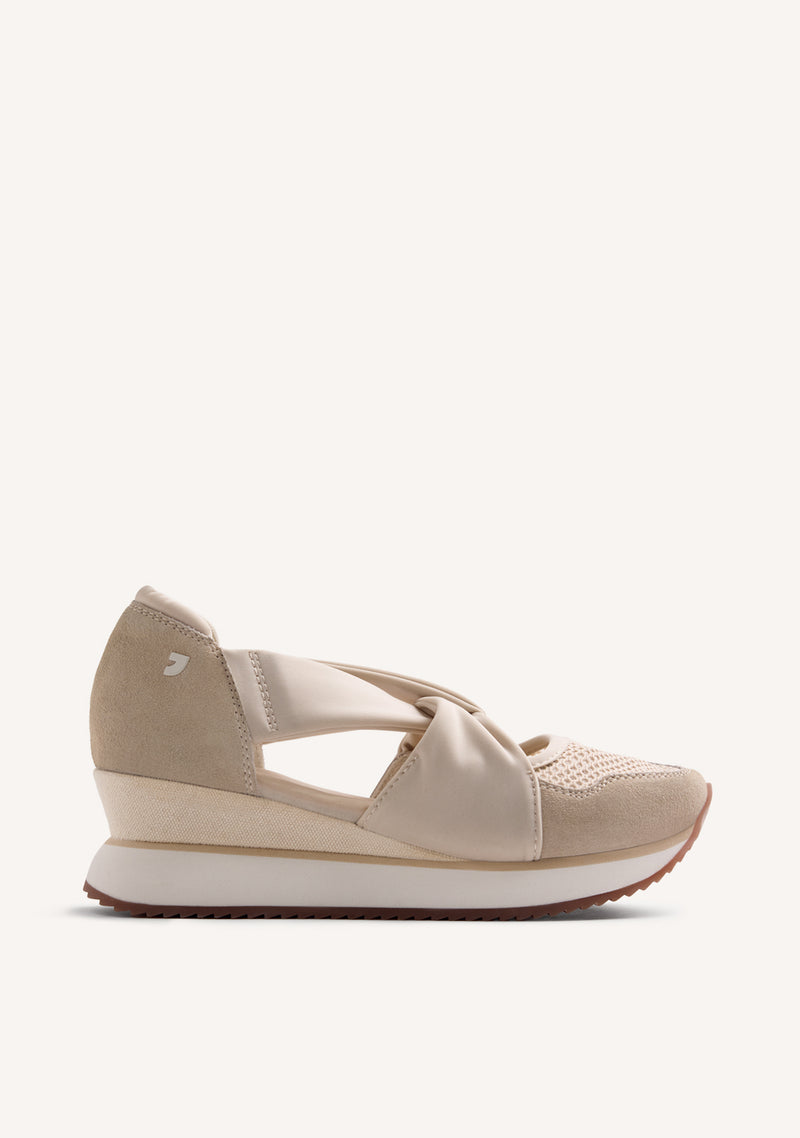 LEATHER AND MESH OPEN WEDGE SNEAKERS TUHELJ