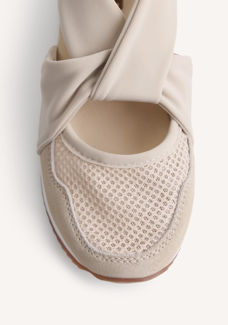 LEATHER AND MESH OPEN WEDGE SNEAKERS TUHELJ