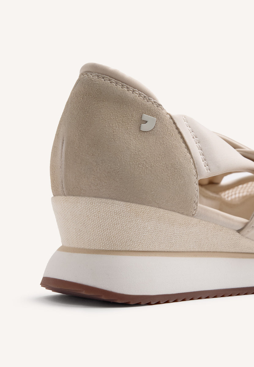 LEATHER AND MESH OPEN WEDGE SNEAKERS TUHELJ