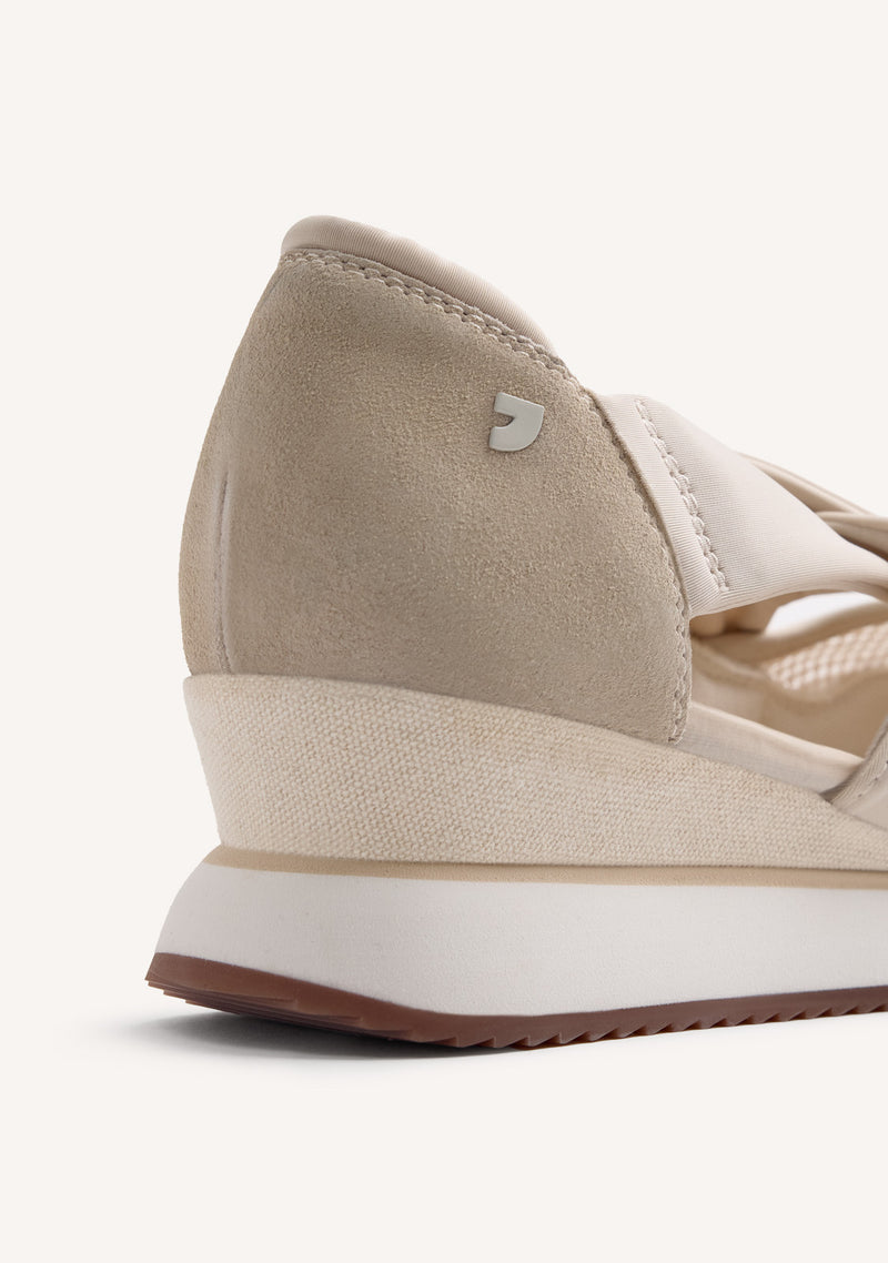 LEATHER AND MESH OPEN WEDGE SNEAKERS TUHELJ